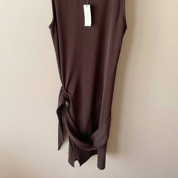 NWT By Anthropologie Short-Sleeve Belted Sash Mini Dress in Dark Brown XS & XL - Picture 9 of 10